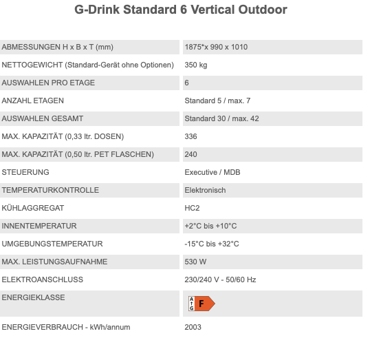 G-Drink 6 Outdoor SandenVendo