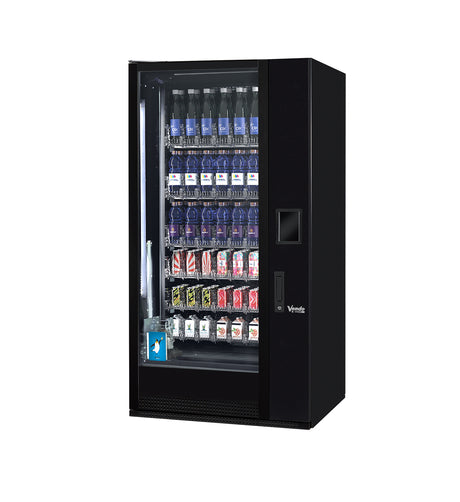 Getränke- und Snackautomat mit Flaschen, Dosen und Süßigkeiten, Verkaufsautomat freistehend