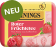 Roter Früchtetee Packung mit Erdbeeren und Himbeeren, koffeinfrei, NEU gekennzeichnet