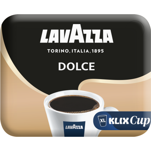 Lavazza Dolce XL Kaffeebecher, Klix Cup, schwarze Kaffeespezialität für Verkaufsautomaten