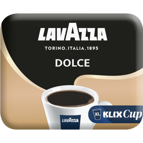 Lavazza Dolce XL Kaffeebecher, Klix Cup, schwarze Kaffeespezialität für Verkaufsautomaten