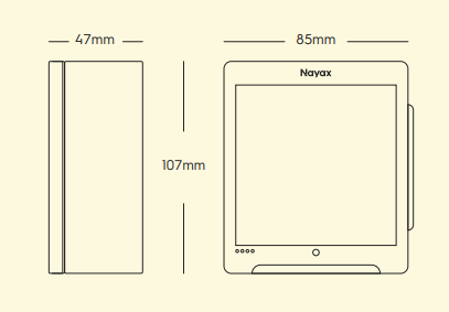 Massangaben des Nayax Vpos Media 4